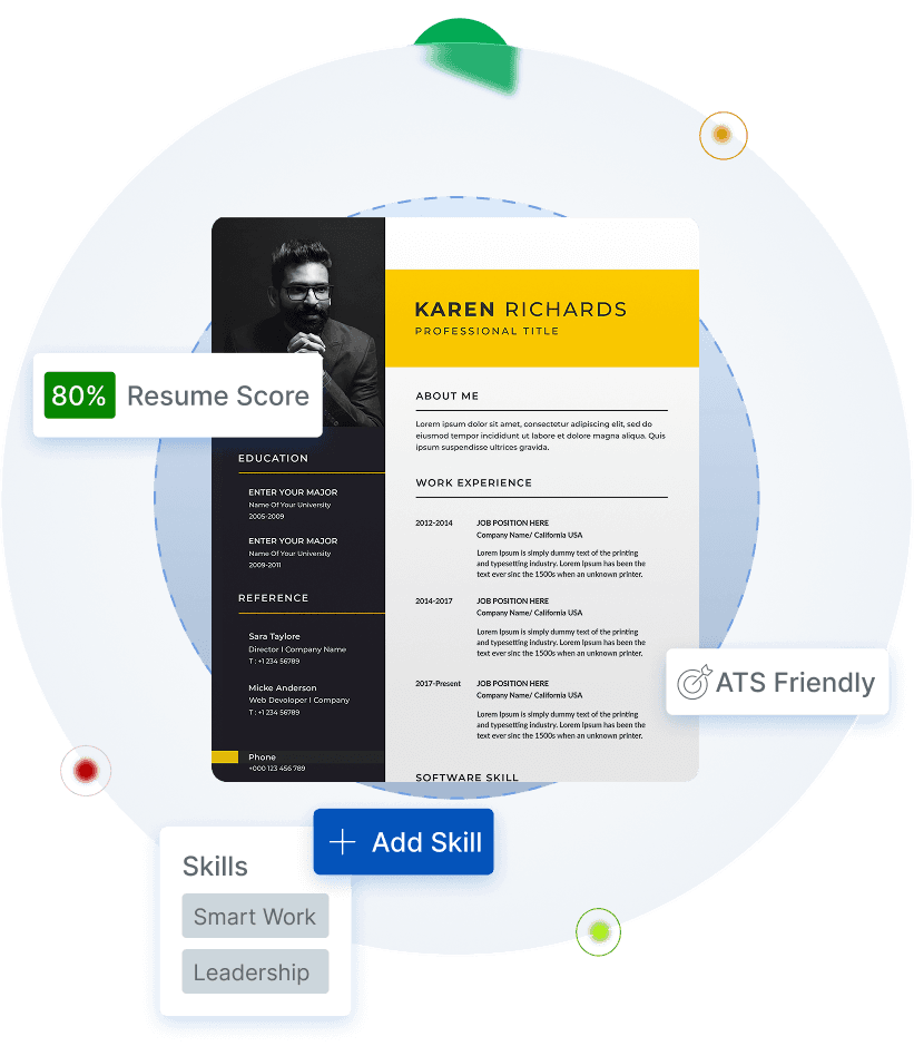 Professional resume templates with ATS-friendly design, resume score, and skills